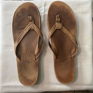 Rainbow Brown Leather Flip Flops